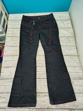 Hot Topic Black Red Grunge Alt Emo Oversize Pants Baggy Size 11